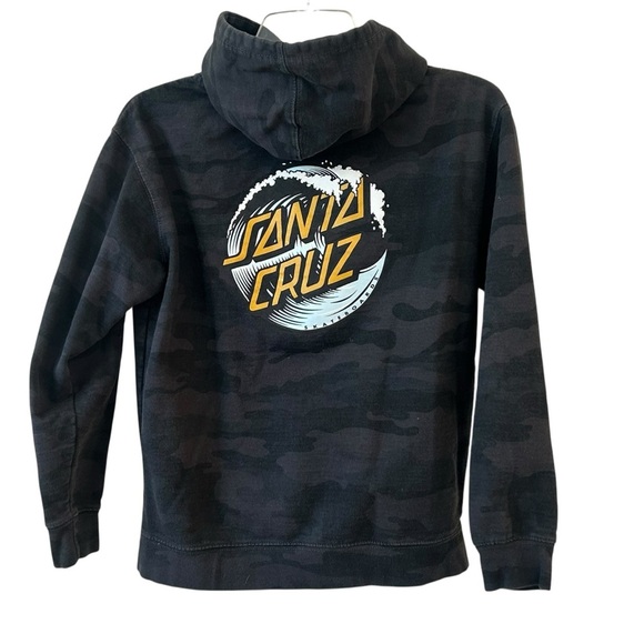 Santa Cruz Skateboards Kids Hoodie in Black Camo - Picture 3 of 5
